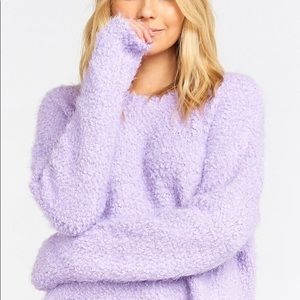 Cropped Varsity Sweater - Lilac Knubby Knit